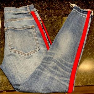 Express Jeans Mid Rise with Red/Blue Stripe ❤️